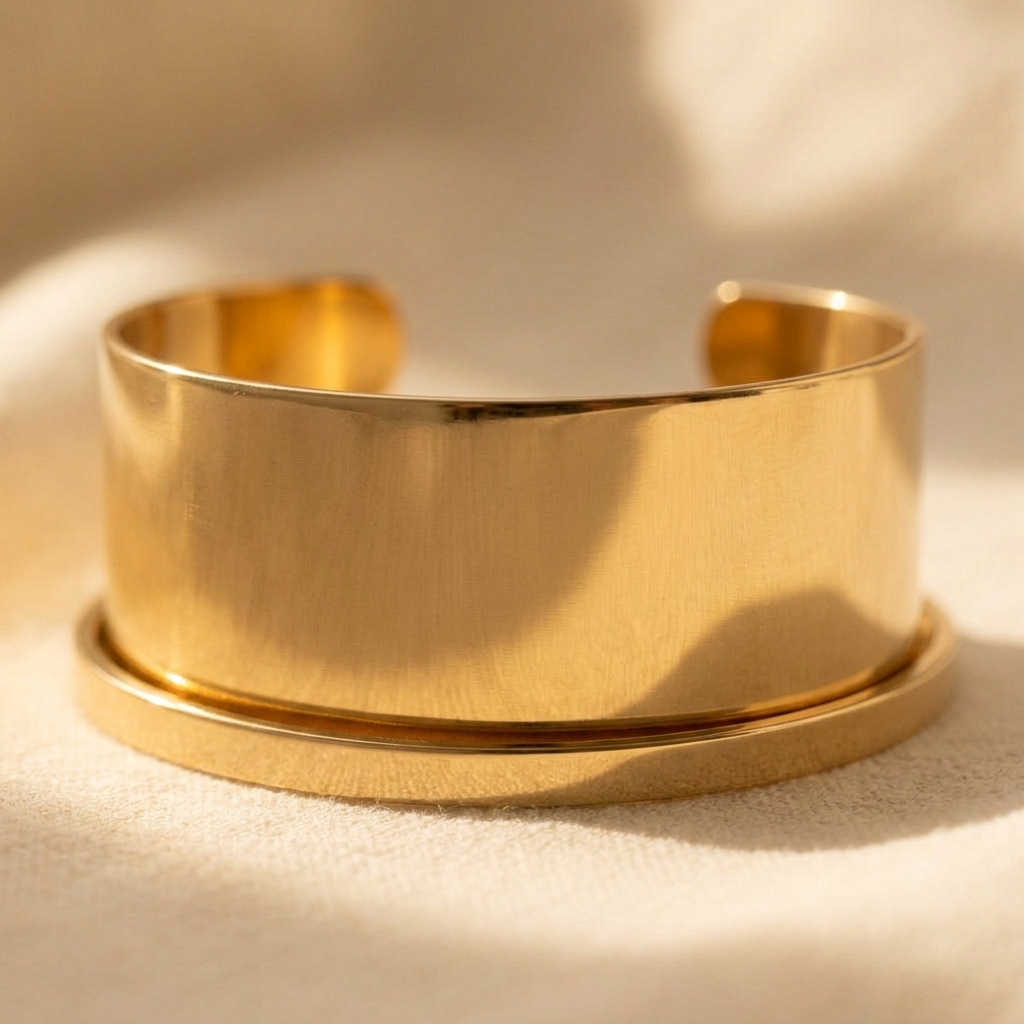 Goudkleurige geborstelde open cuff armband