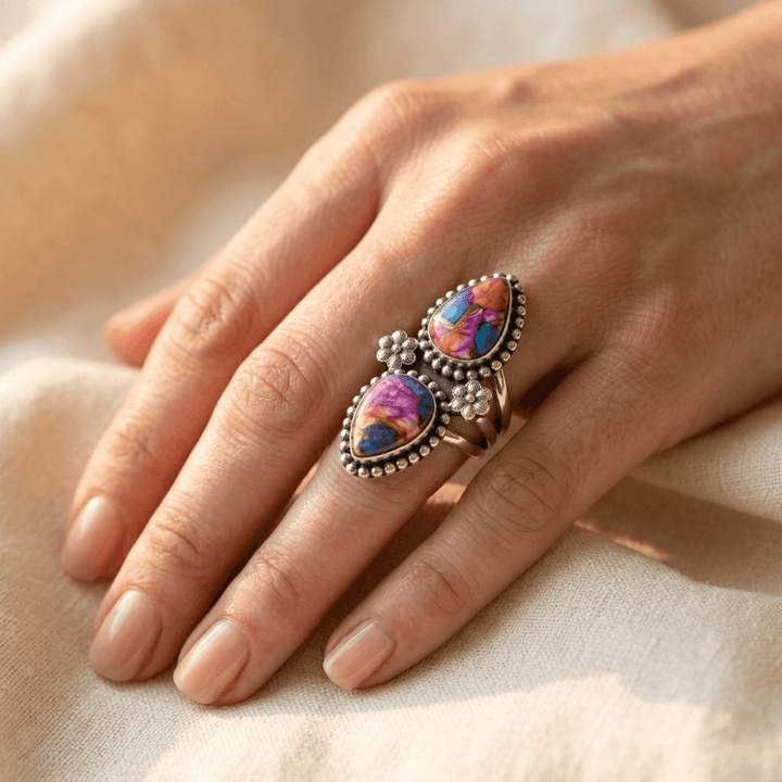 Bohemian Turquoise Inlaid Statement Ring