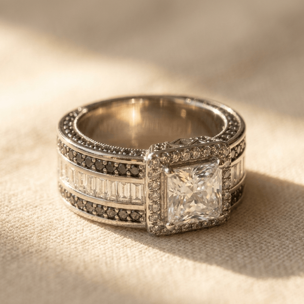 Stapelbare ring ingelegd met vierkante zirkonia