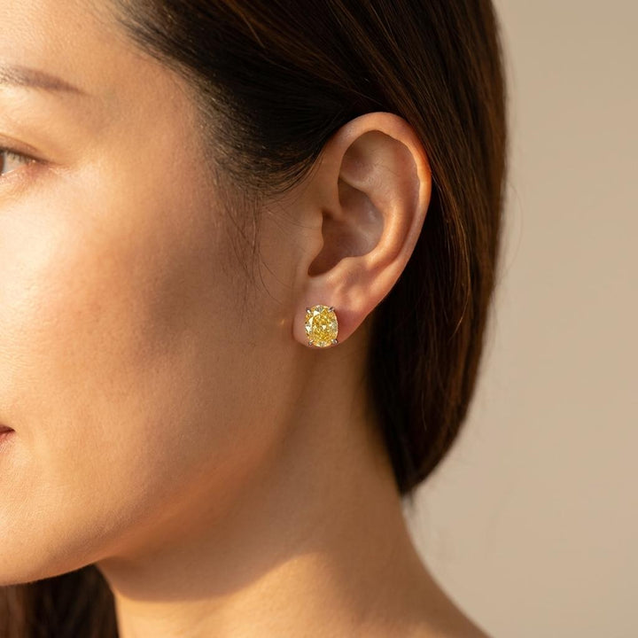 Oval Zirconia Colorful Stud Earrings