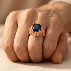 Vintage Boho Blue Zirconia Oxidized Band Ring