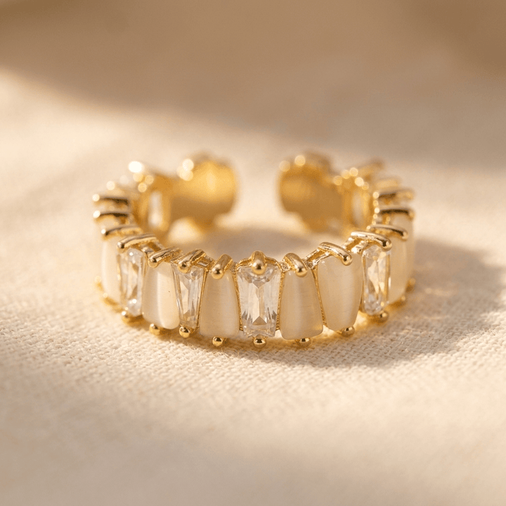 Luxurious Wide Band Triple Zirconia Stone Ring
