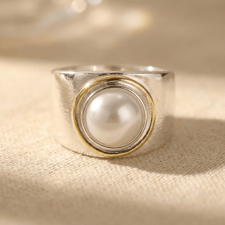 Vintage Silver Gold Pearl Statement Ring