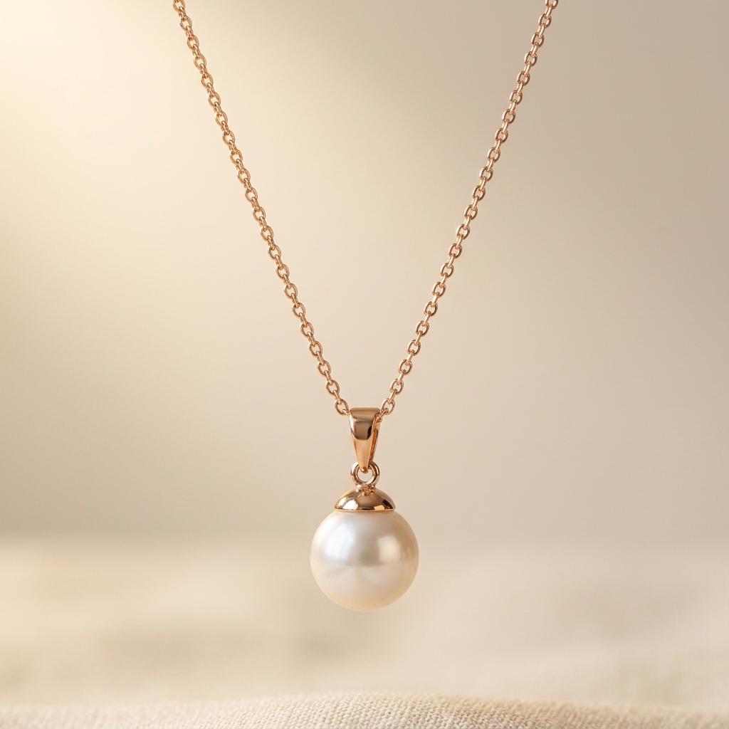 Elegante witgoudkleurige ketting met parelhanger