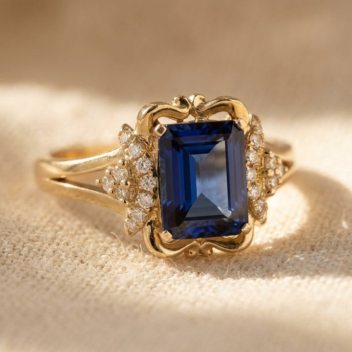 Vintage Gold Sapphire Filigree Ring