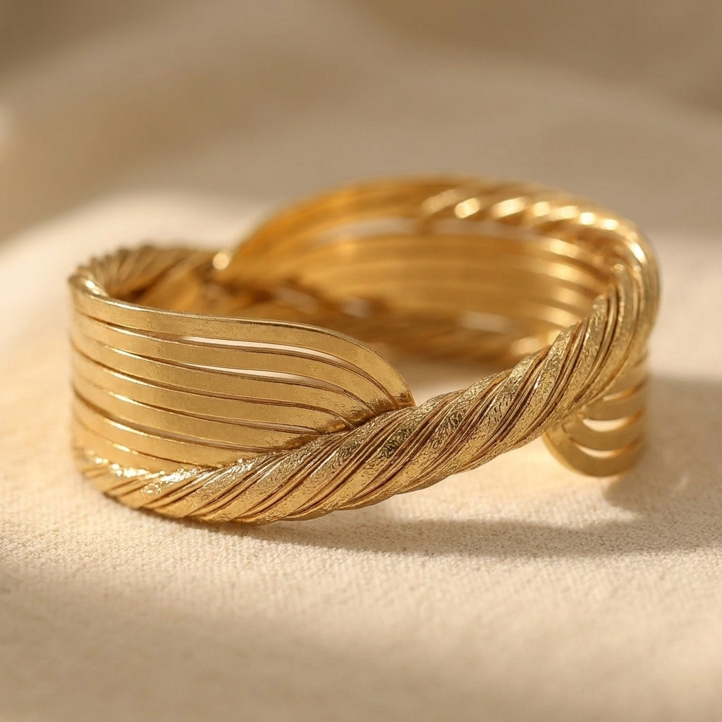 Gedraaide vergulde open armband