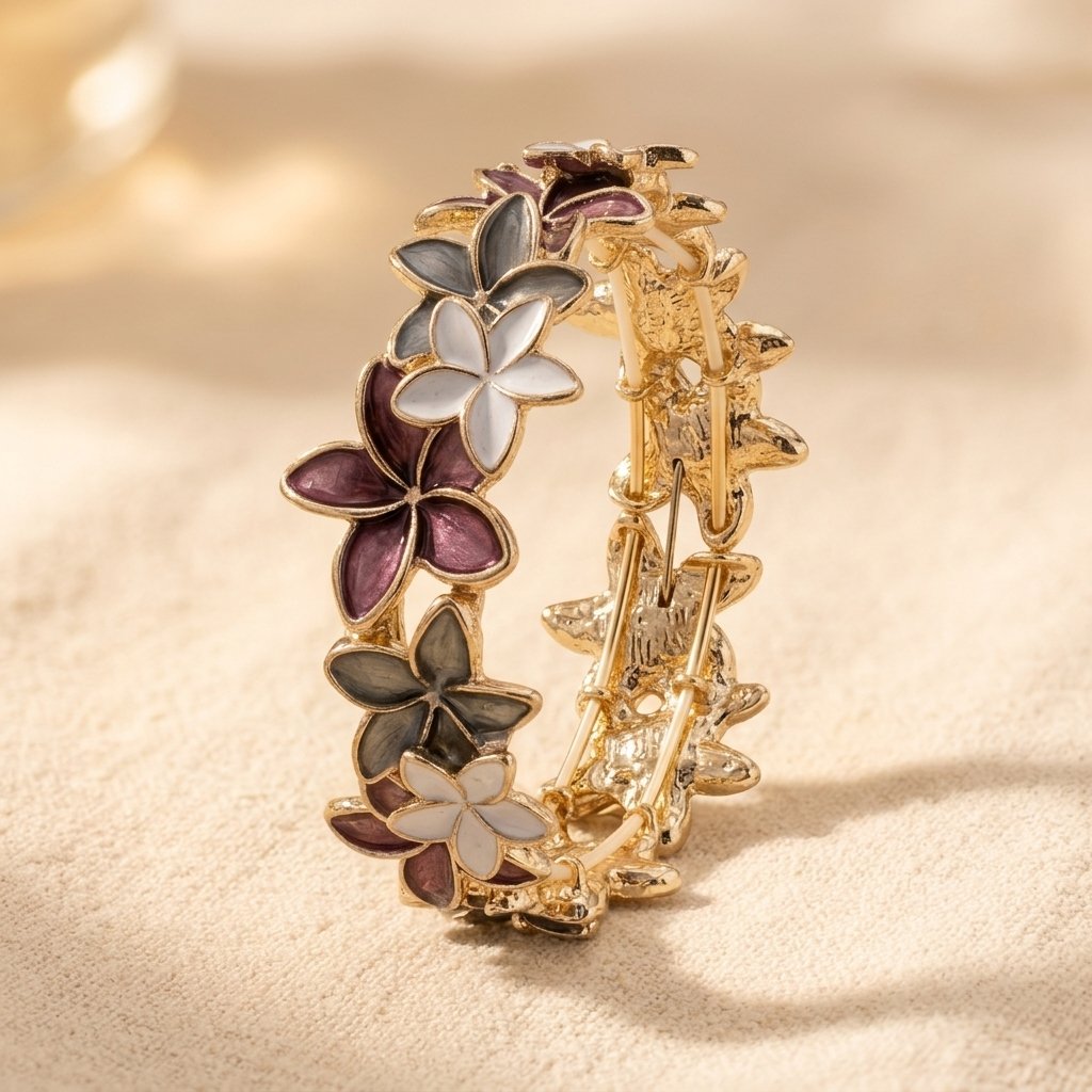 Gold Multicolor Floral Inlay Ring