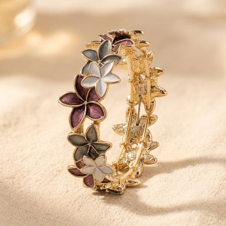 Gold Multicolor Floral Inlay Ring