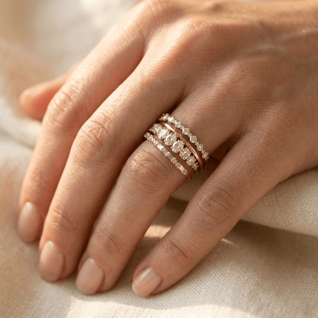 Retro Copper Oval Zirconia Minimalist Ring