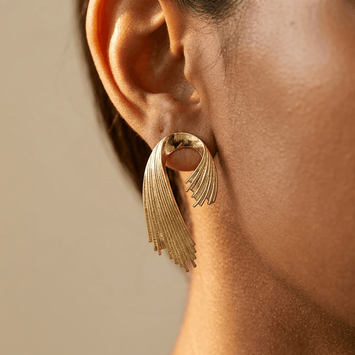 Elegant Gold Tassel Drop Earrings