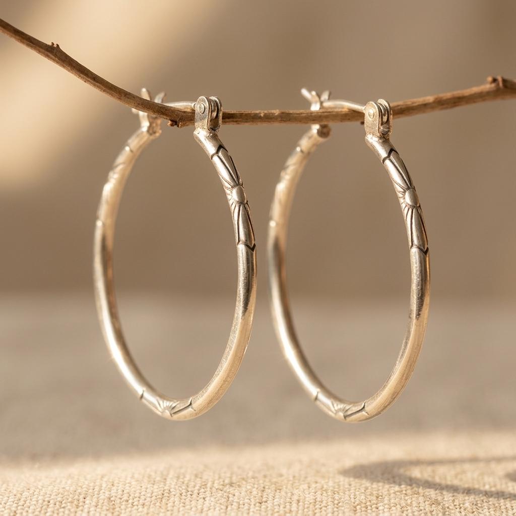 Elegant Metal Hoop Earrings Vintage Punk Style