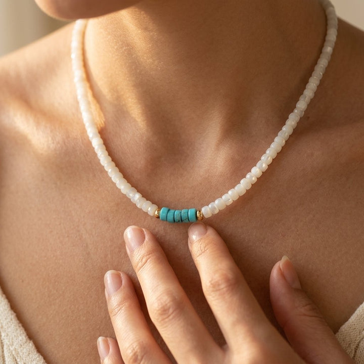 Vintage Gold Turquoise Beaded Necklace