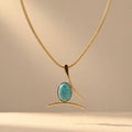 Boho goudkleurige turkoois ovale hanger ketting