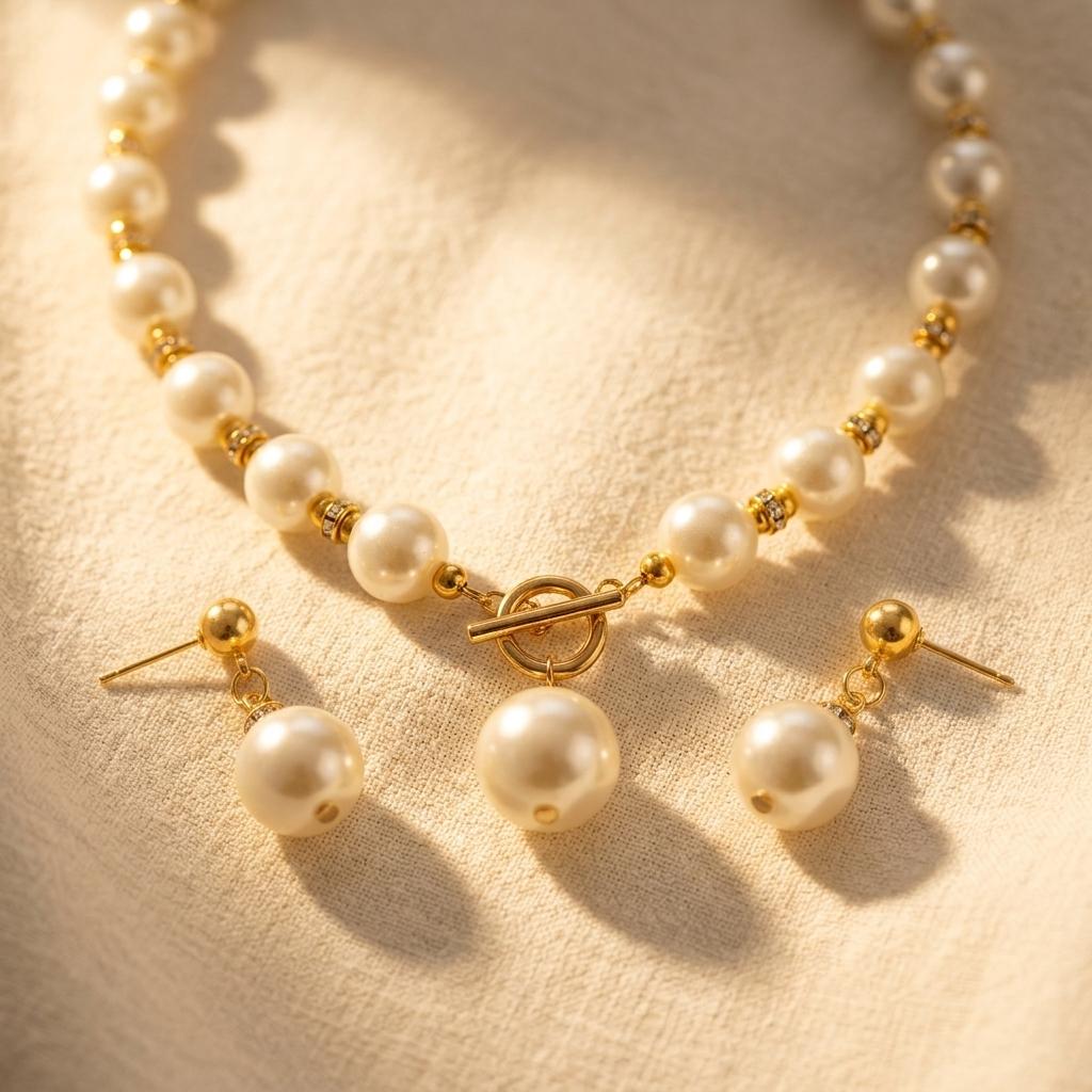 Elegant Pearl Gold Jewelry Set