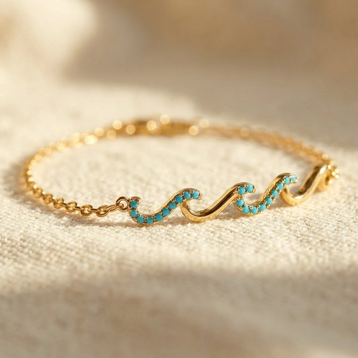 Boho Gold Turquoise Wave Bracelet