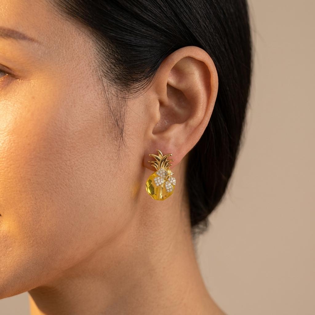 Pineapple Golden Resin Earrings