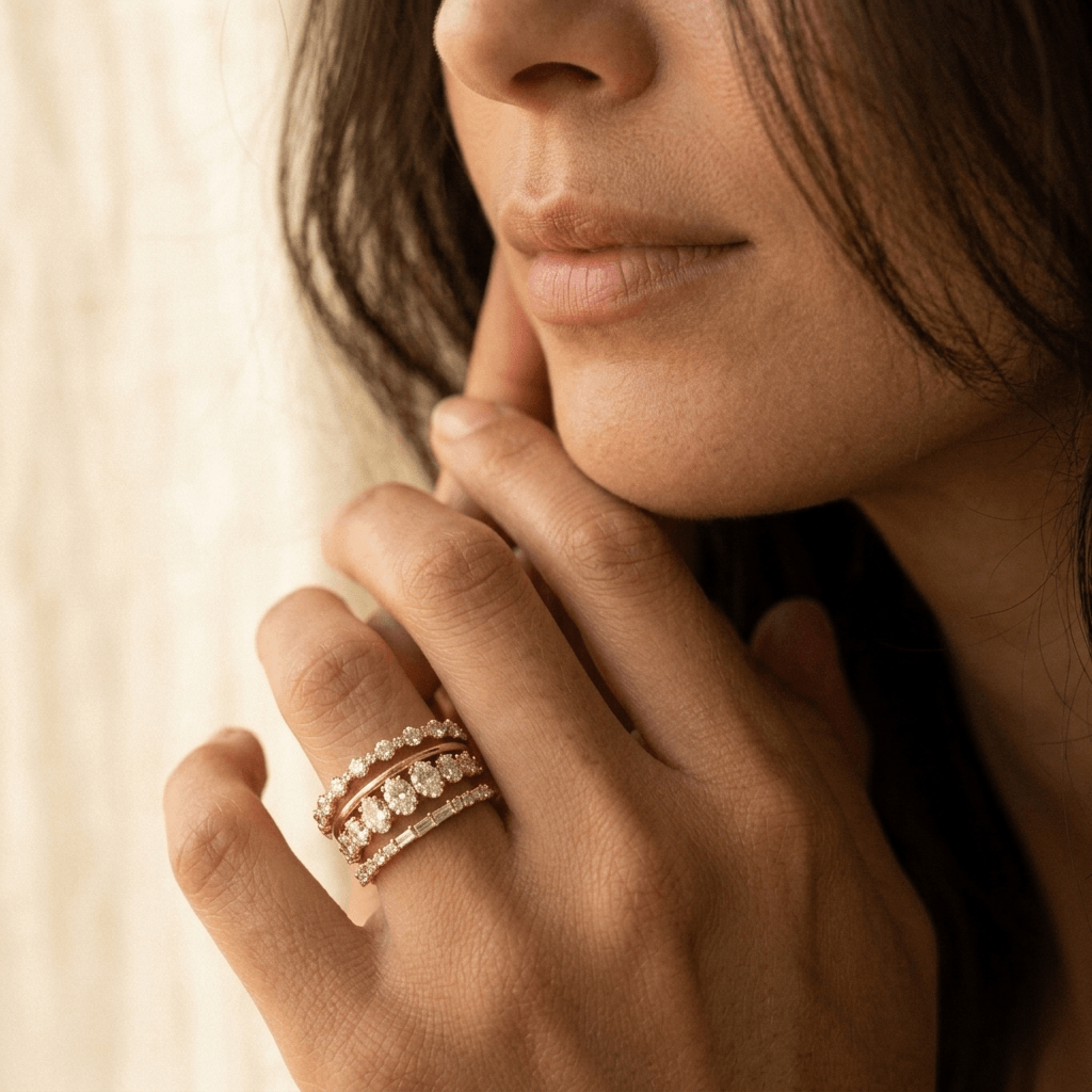 Retro koperen ovale zirkonia minimalistische ring