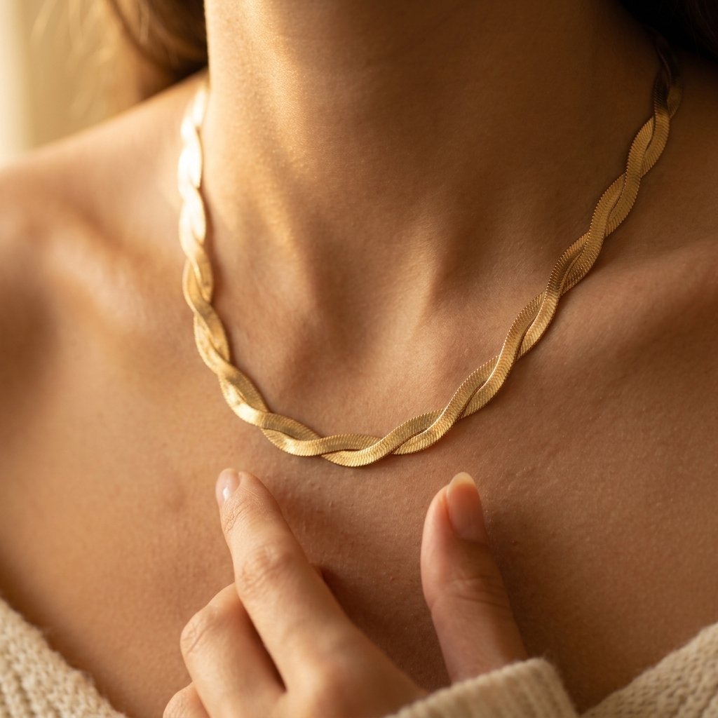 Goudkleurige gedraaide slangenketting