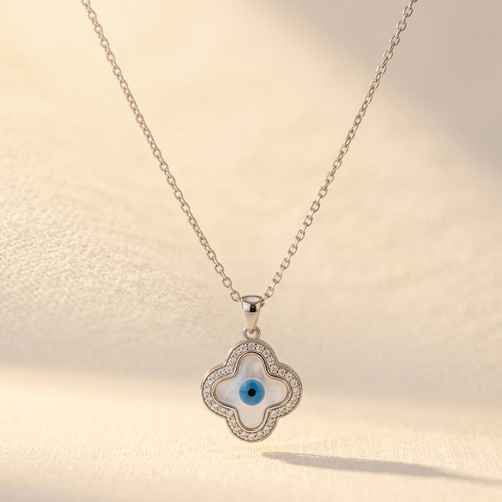 Vintage zilverkleurige verstelbare gegraveerde ketting met ingelegd turkoois