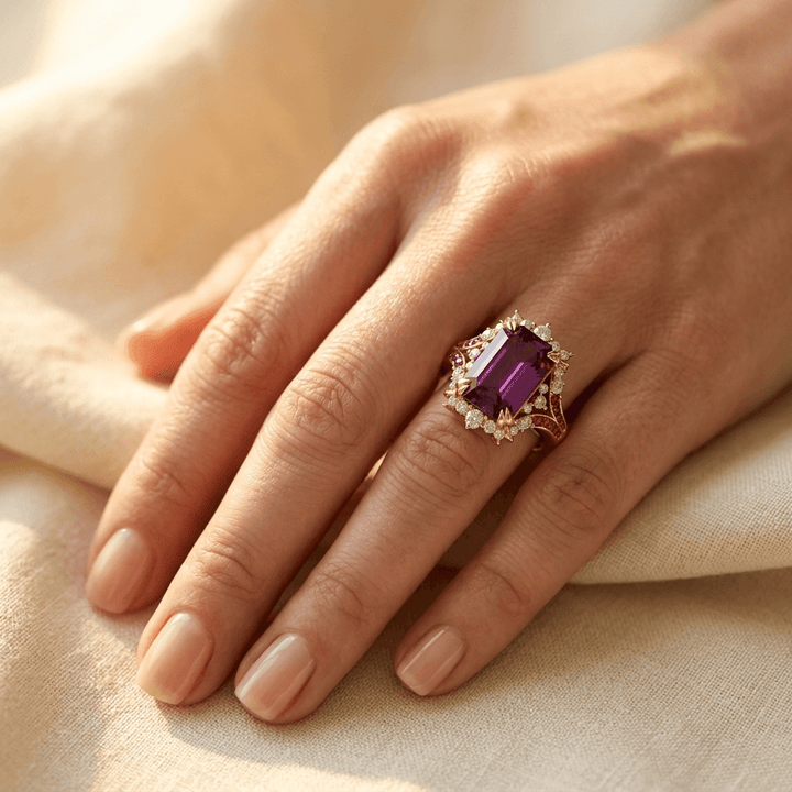 Elegant Red Synthetic Zirconia Floral Ring