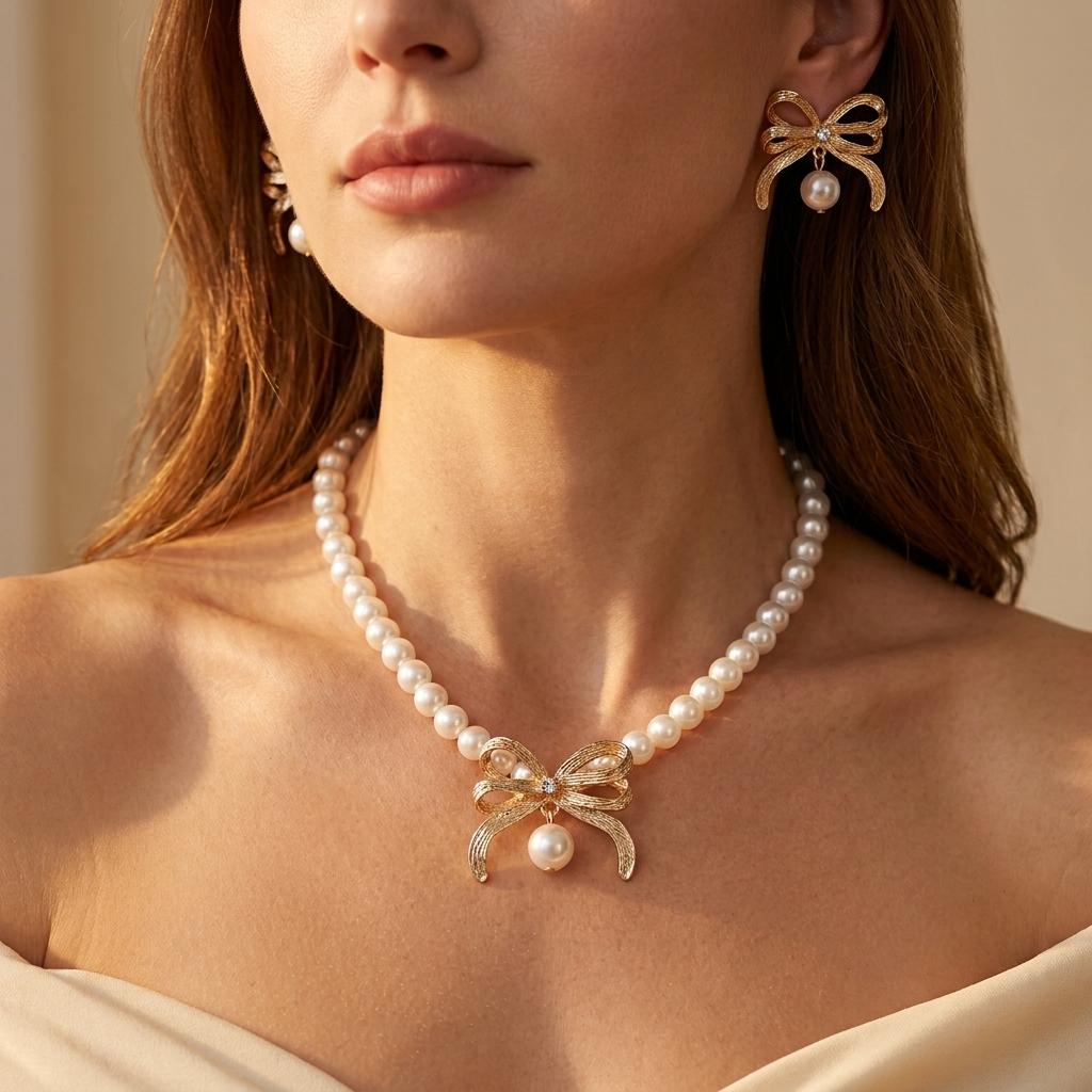 Pearl Pendant Resin Jewelry Set
