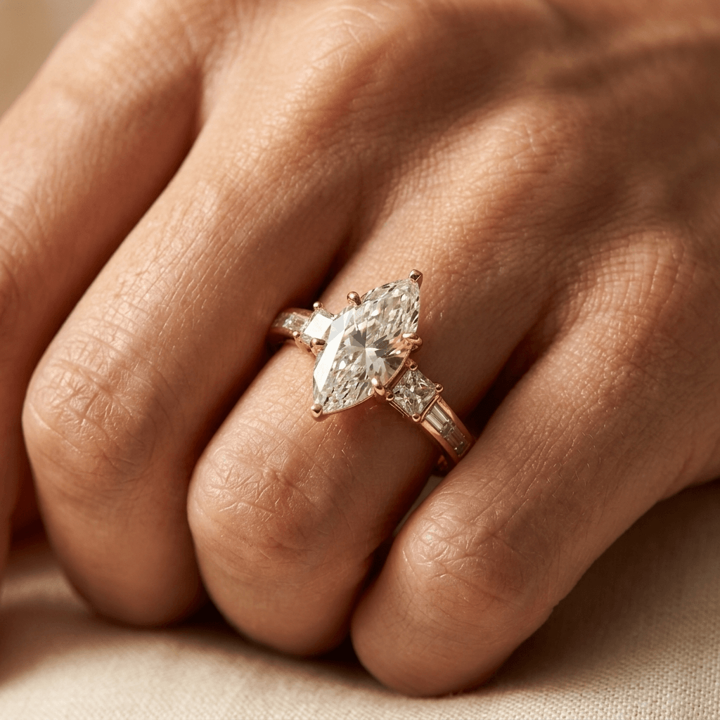 Elegante trouwring met marquise zirkonia