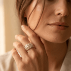 Vintage brede ring met zirkonia