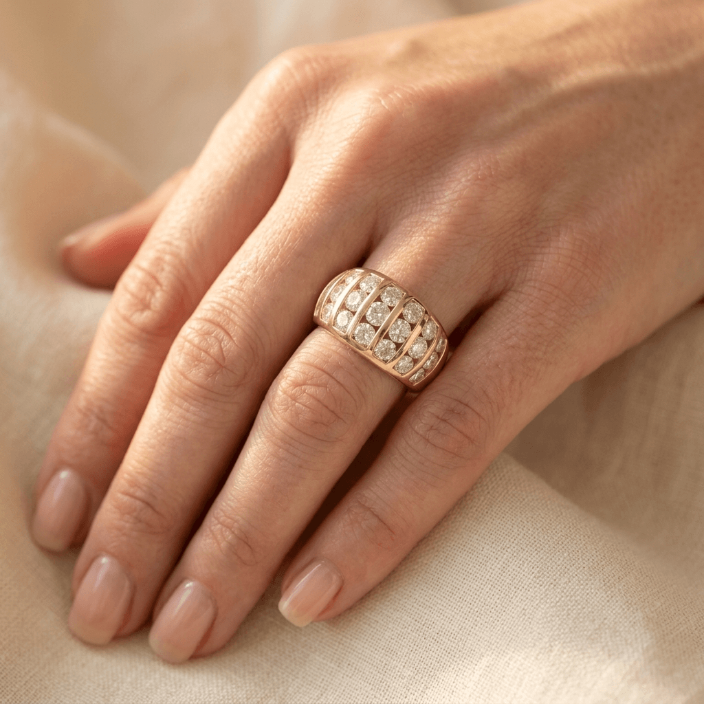 Vintage brede ring met zirkonia