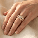 Vintage brede ring met zirkonia