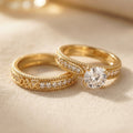 Vintage Gold Filigree Round Cubic Zirconia Ring