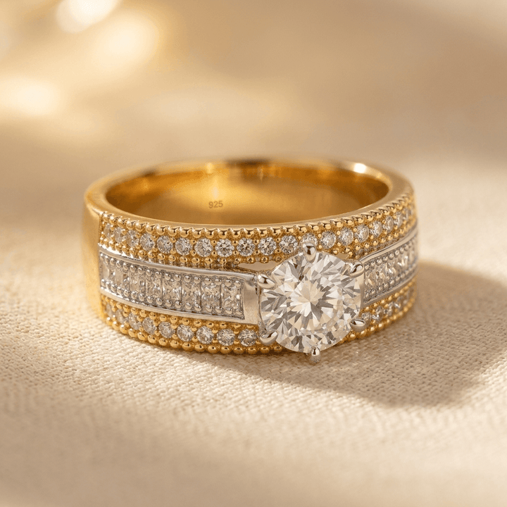 Two Tone Cubic Zirconia Statement Ring