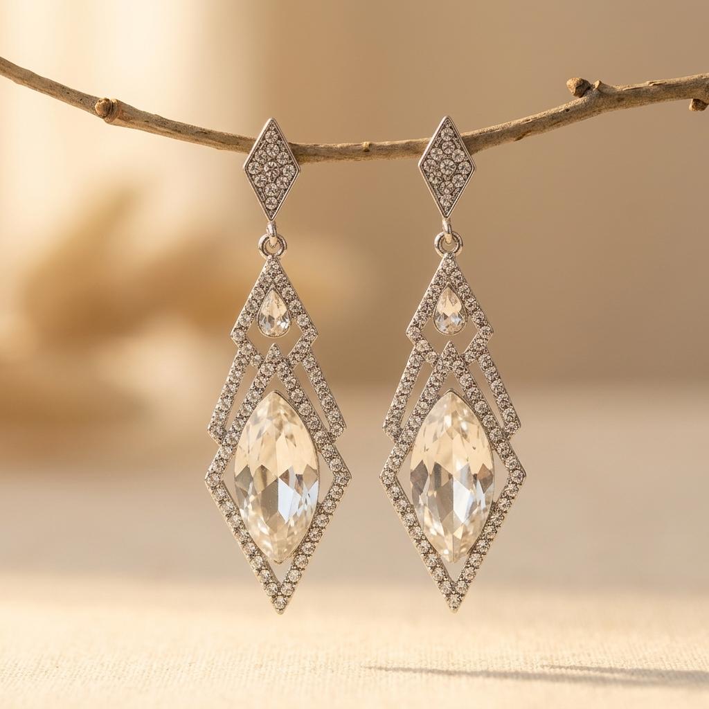 Sparkling Drop Earrings With Inlaid Stones