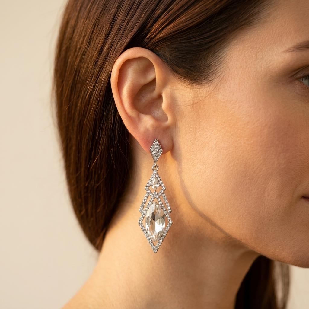 Sparkling Drop Earrings With Inlaid Stones
