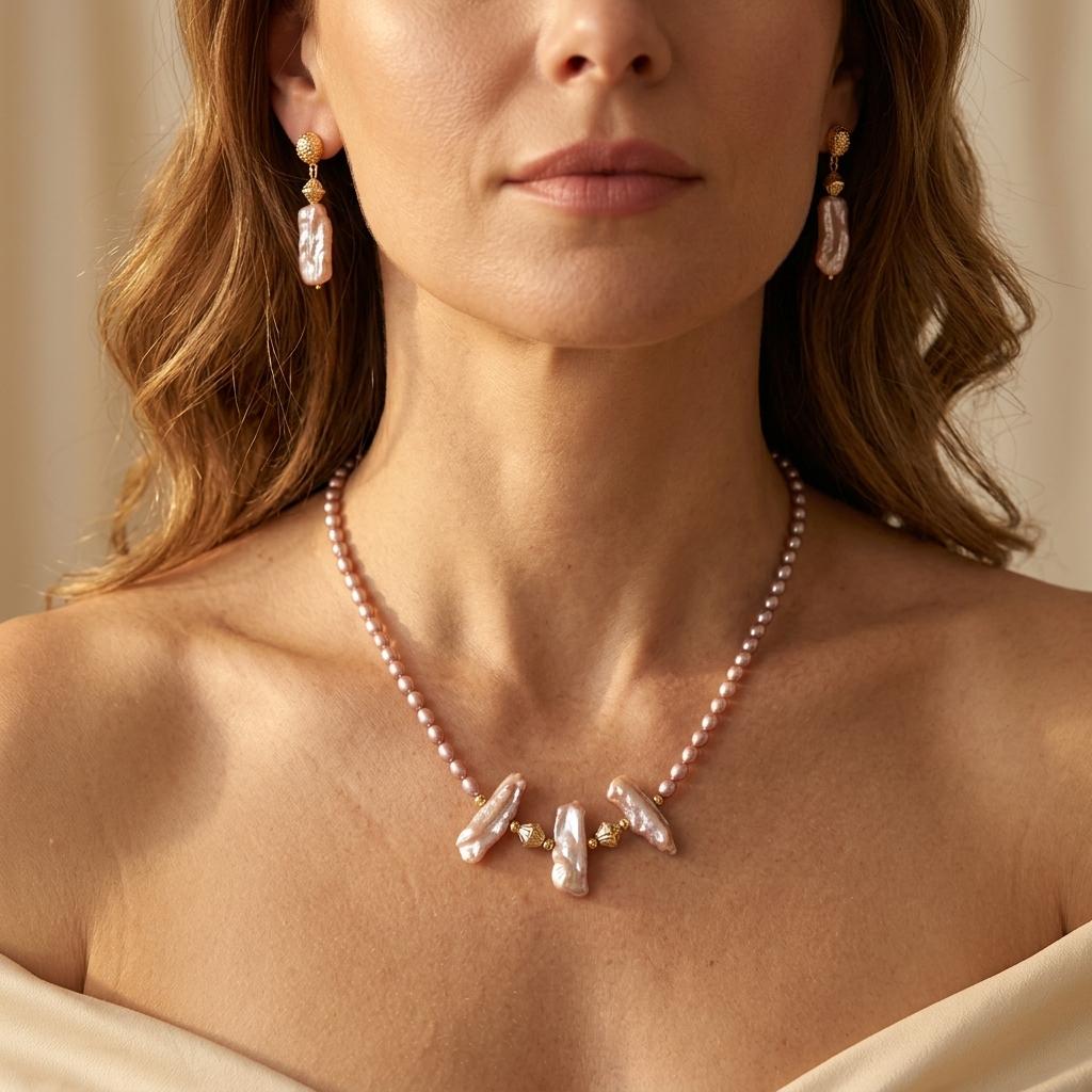 Gourd Shaped Pearl Gold Jewelry Set