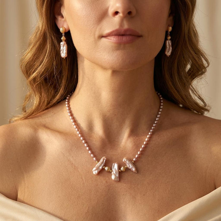Gourd Shaped Pearl Gold Jewelry Set
