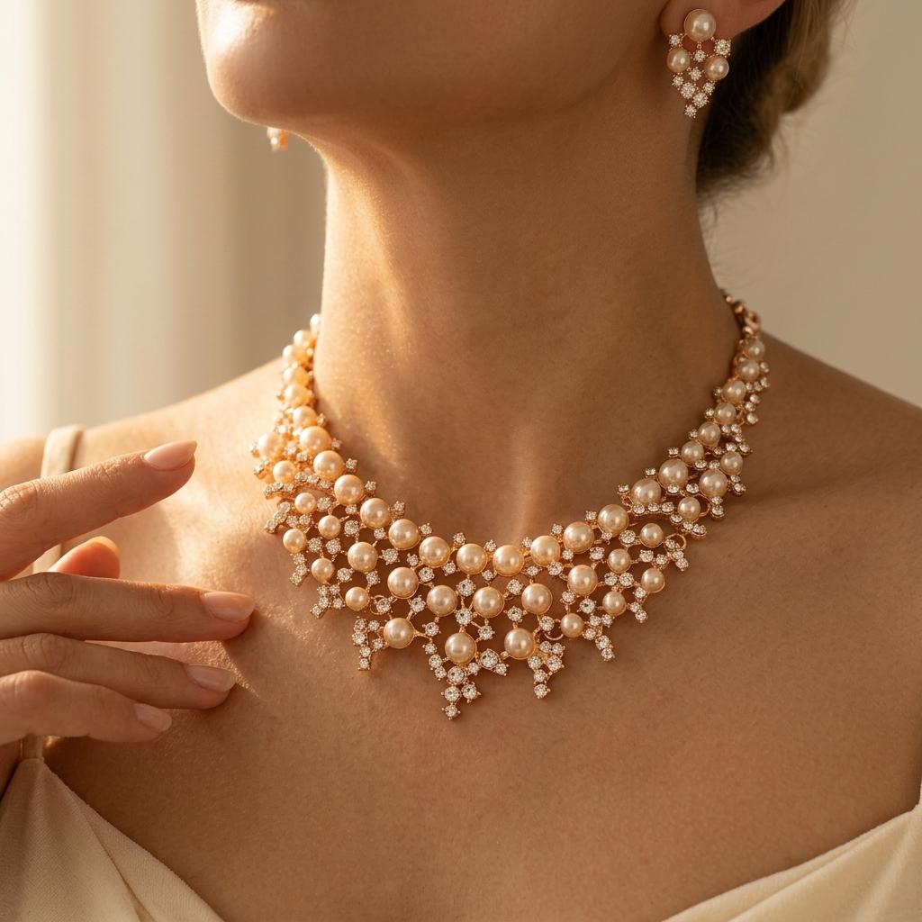 Elegante statement ketting met imitatieparel
