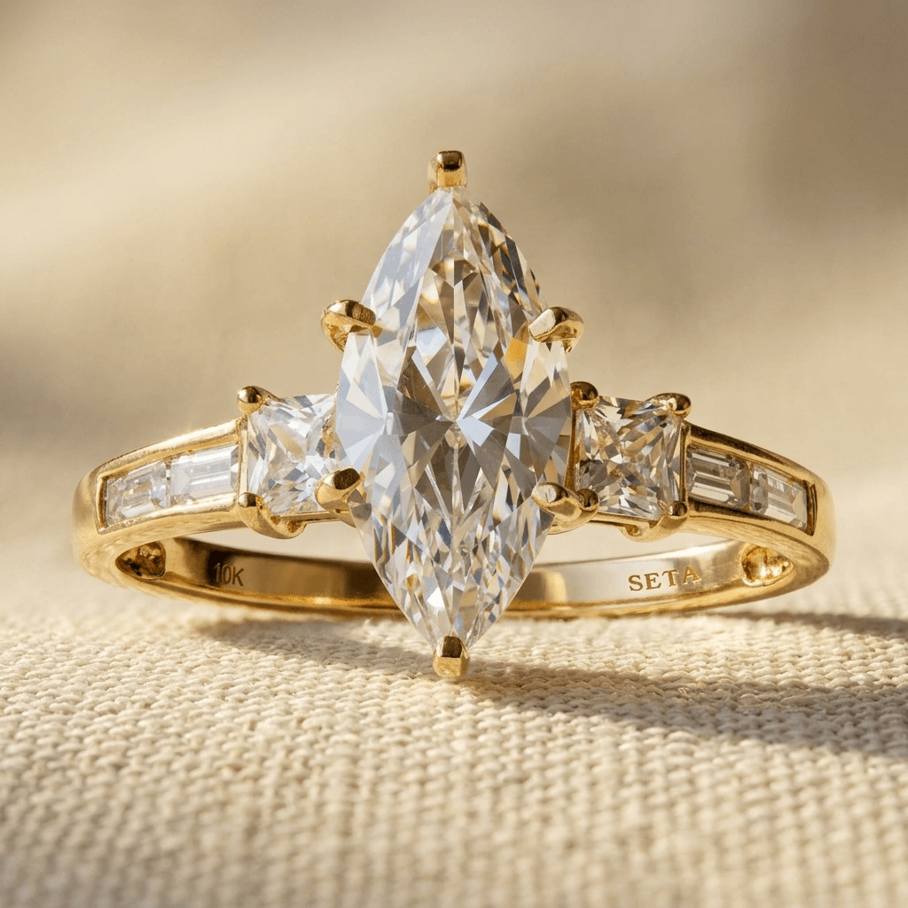 Elegante trouwring met marquise zirkonia