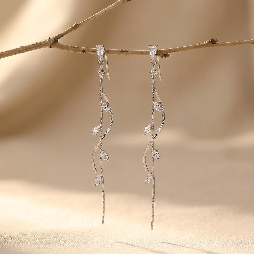 Elegante oorbellen met zirkonia en staartontwerp