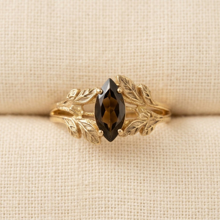Vintage Gold Smoky Quartz Wing Ring