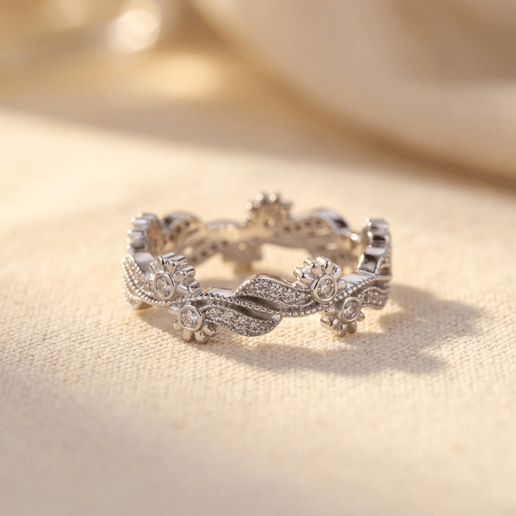 Vintage Boho Hollow Carved Flower Ring
