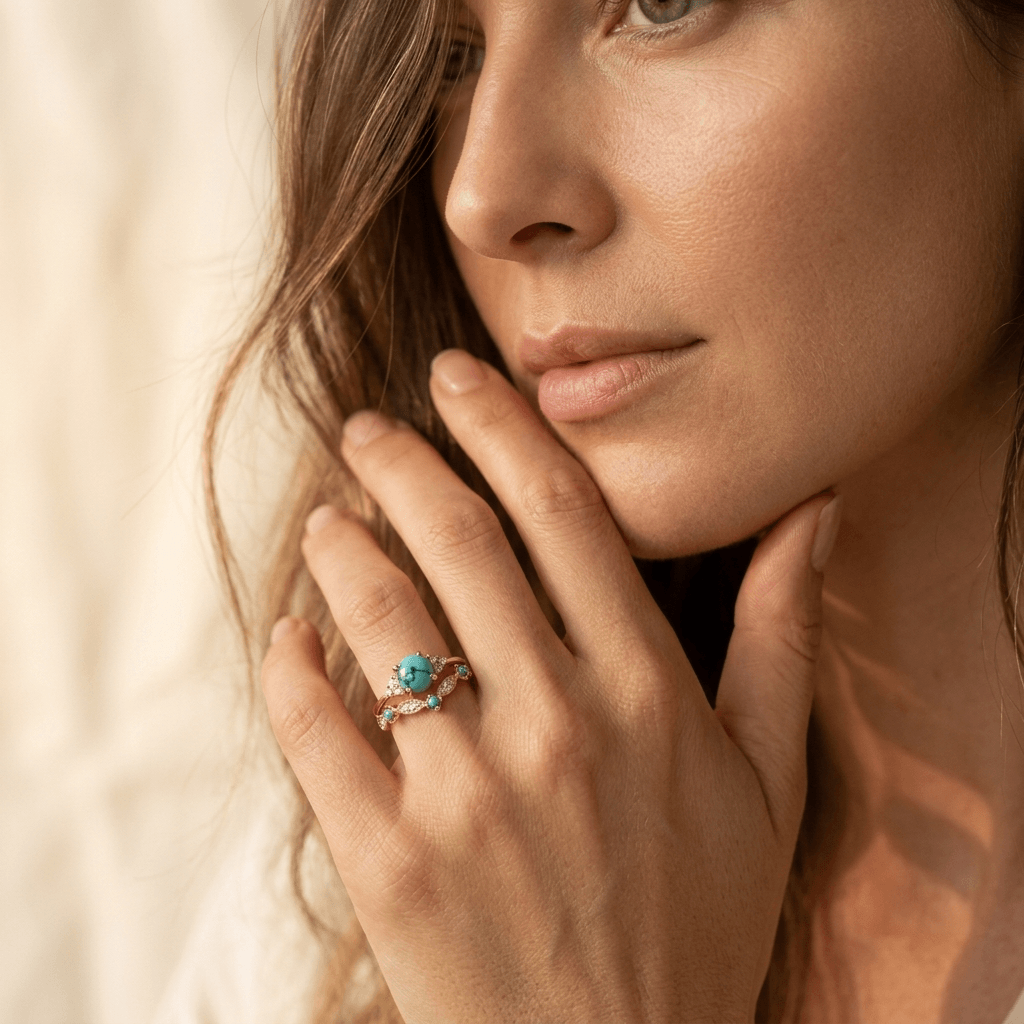 Vintage Bohemian Turquoise Copper Plated Ring