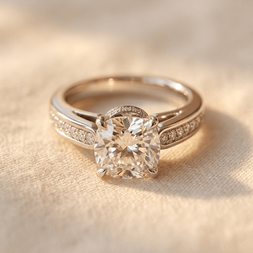 Elegante koperen verlovings- en trouwring met zirkonia