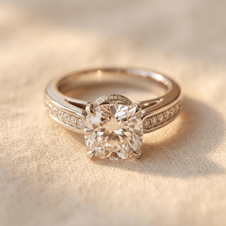 Elegant Copper Zirconia Wedding Engagement Ring