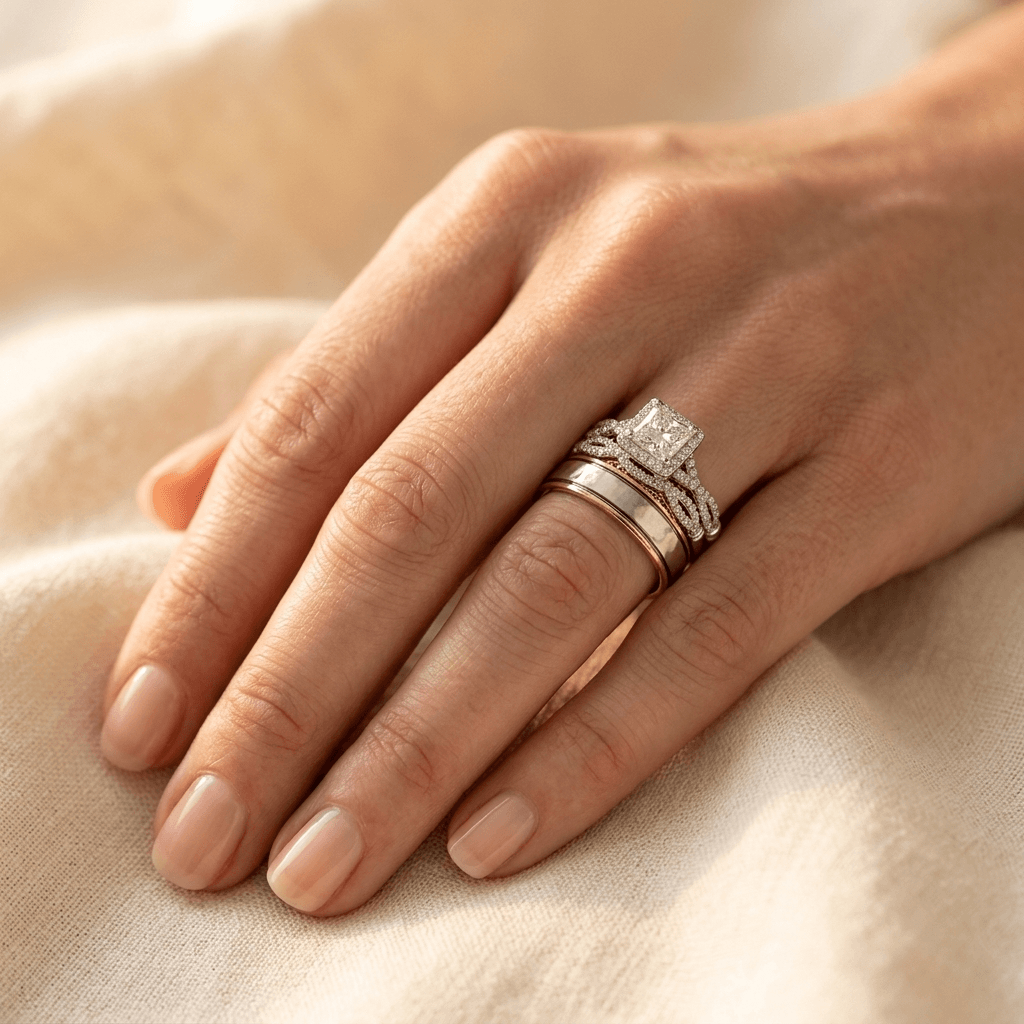 Verfijnde luxe ronde ringenset met synthetische zirkonia
