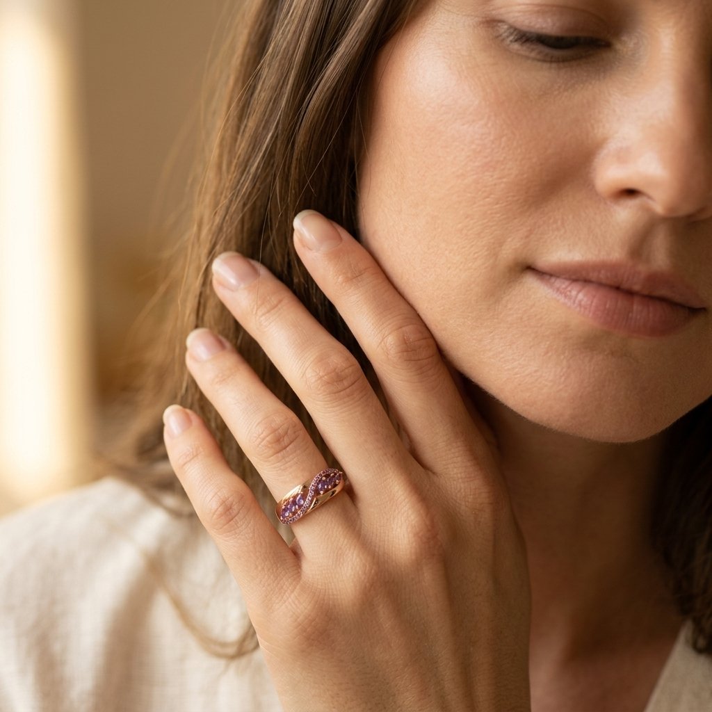 Rose Gold Purple Amethyst Wing Ring