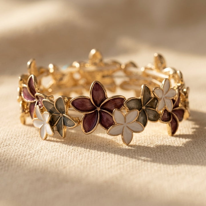 Gold Multicolor Floral Inlay Ring