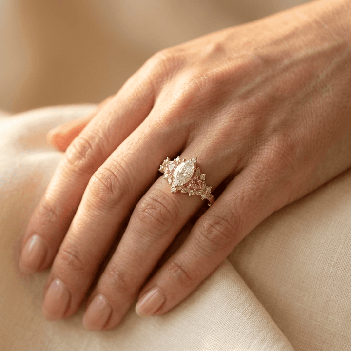 Sparkling Golden Zirconia Flower Ring
