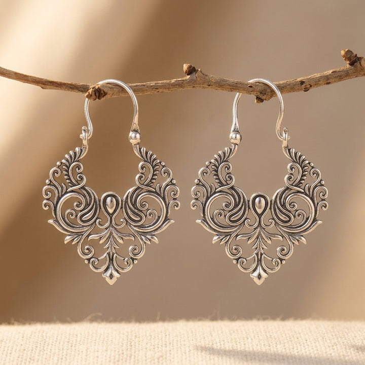 Vintage Silver Filigree Scroll Earrings