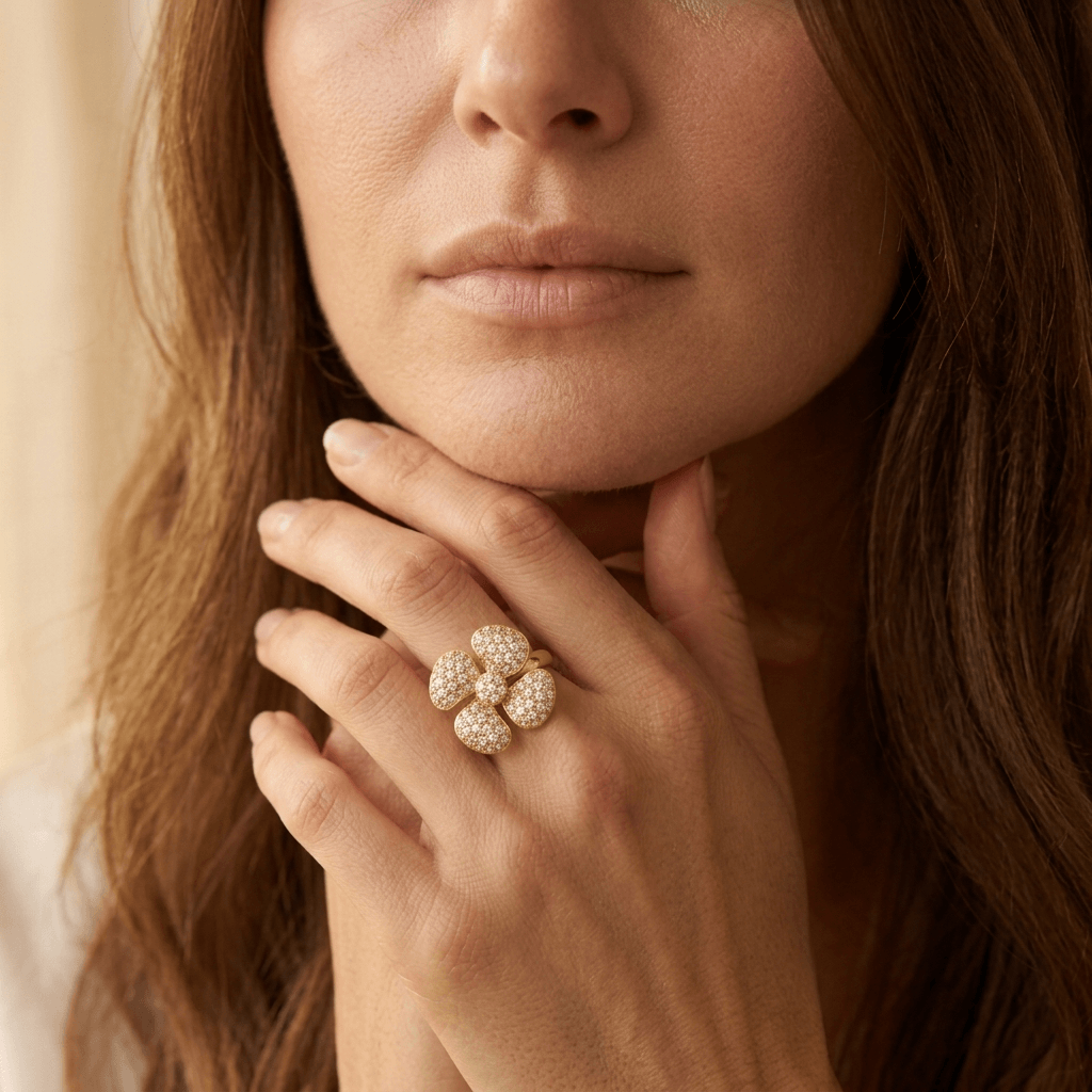Elegant Gold Plated Encrusted Ring
