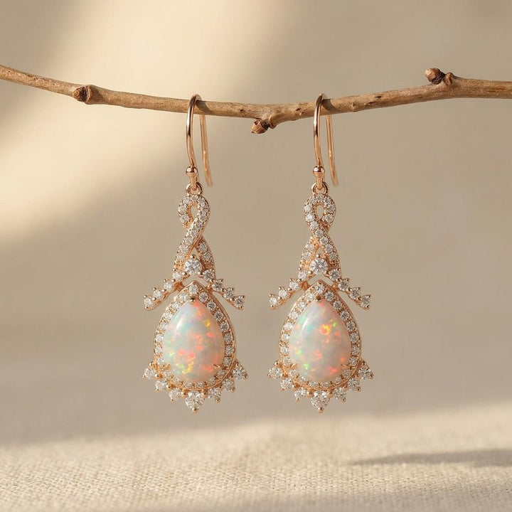 Vintage Water Drop Opal Engagement Ring